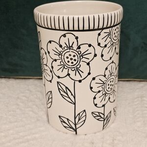 Floral Black and White Ceramic Vase